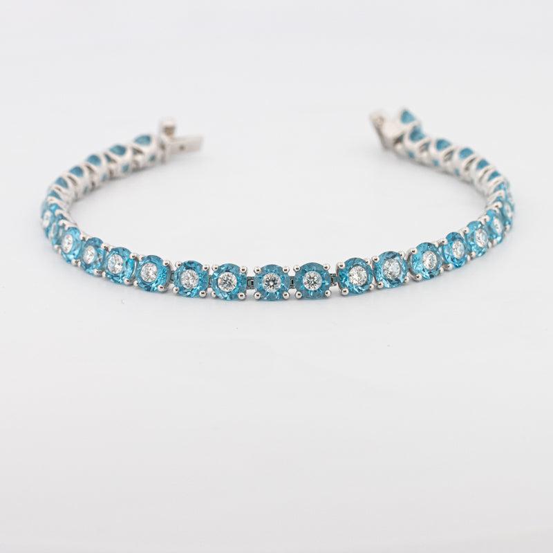 Aquamarine/Diamond Tennis Bracelet