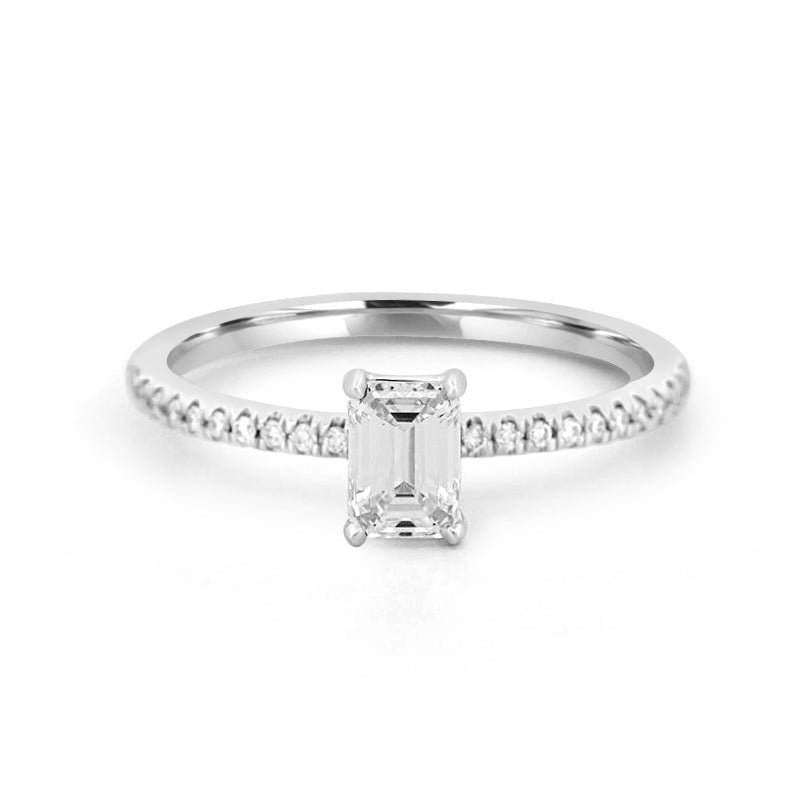 0.50 CT Emerald Solitaire Pavé Ring - ZIZOV DIAMONDS