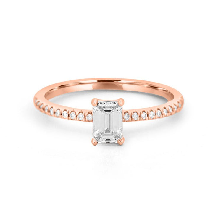 0.50 CT Emerald Solitaire Pavé Ring - ZIZOV DIAMONDS