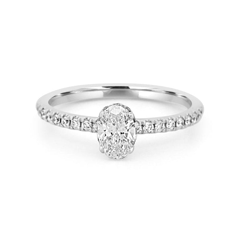 0.50 CT Oval Cut Under - Halo Pavé Solitaire (LG) - ZIZOV DIAMONDS