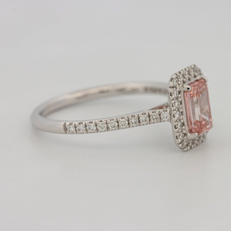 0.60 CT "Pink" Emerald Cut Halo Solitaire (LG) - ZIZOV DIAMONDS