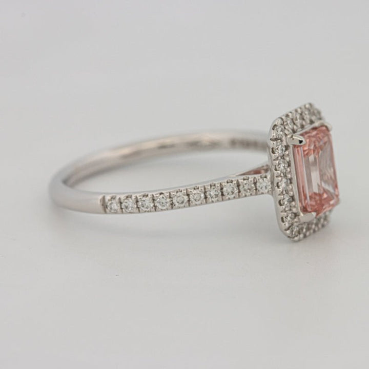 0.60 CT "Pink" Emerald Cut Halo Solitaire (LG) - ZIZOV DIAMONDS