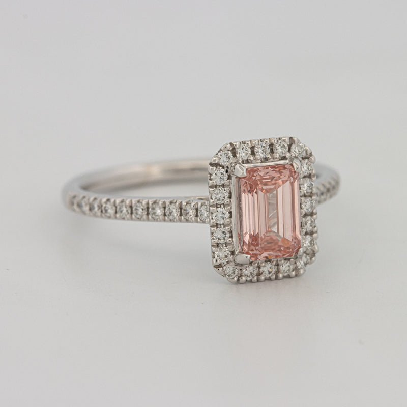 0.60 CT "Pink" Emerald Cut Halo Solitaire (LG) - ZIZOV DIAMONDS