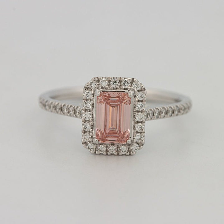0.60 CT "Pink" Emerald Cut Halo Solitaire (LG) - ZIZOV DIAMONDS
