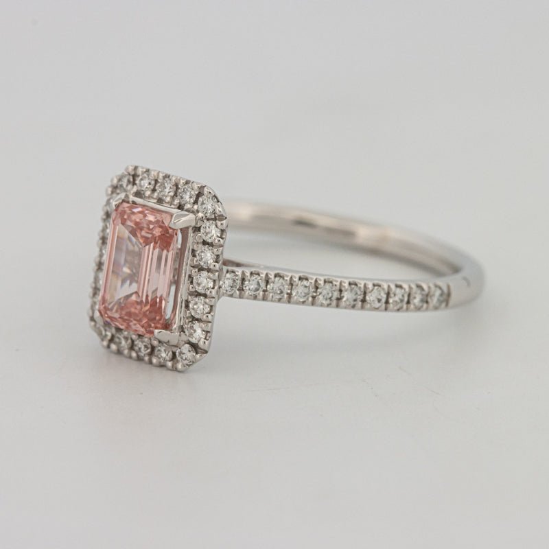 0.60 CT "Pink" Emerald Cut Halo Solitaire (LG) - ZIZOV DIAMONDS