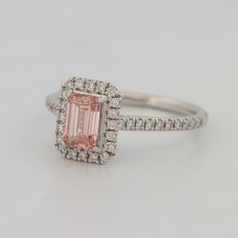 0.60 CT "Pink" Emerald Cut Halo Solitaire (LG) - ZIZOV DIAMONDS