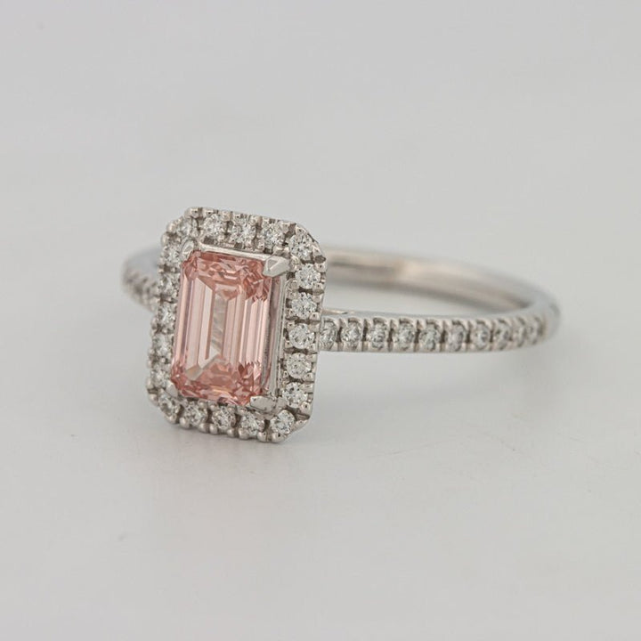 0.60 CT "Pink" Emerald Cut Halo Solitaire (LG) - ZIZOV DIAMONDS