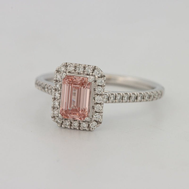 0.60 CT "Pink" Emerald Cut Halo Solitaire (LG) - ZIZOV DIAMONDS