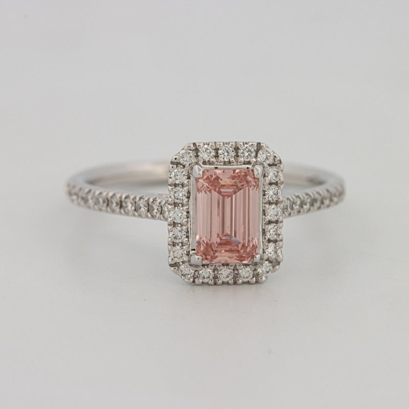0.60 CT "Pink" Emerald Cut Halo Solitaire (LG) - ZIZOV DIAMONDS