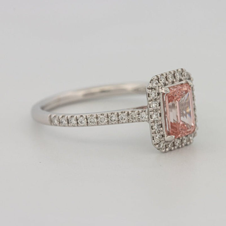 0.60 CT "Pink" Emerald Cut Halo Solitaire (LG) - ZIZOV DIAMONDS