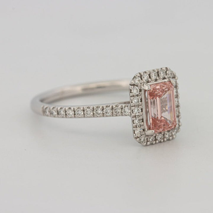 0.60 CT "Pink" Emerald Cut Halo Solitaire (LG) - ZIZOV DIAMONDS