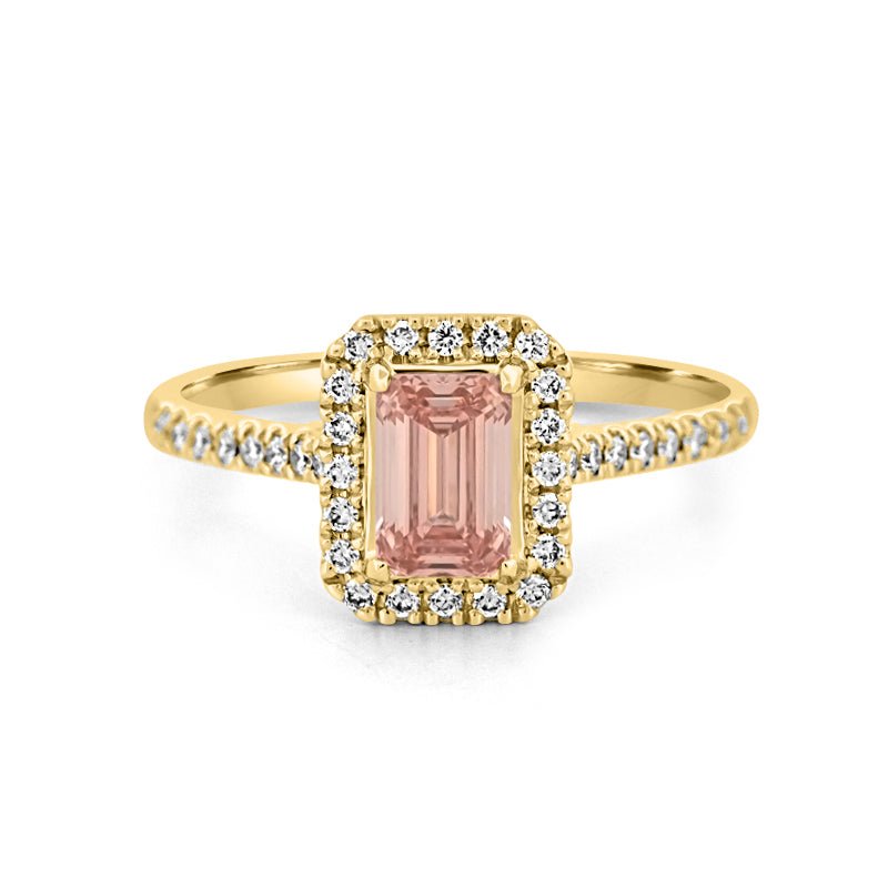 0.60 CT "Pink" Emerald Cut Halo Solitaire (LG) - ZIZOV DIAMONDS
