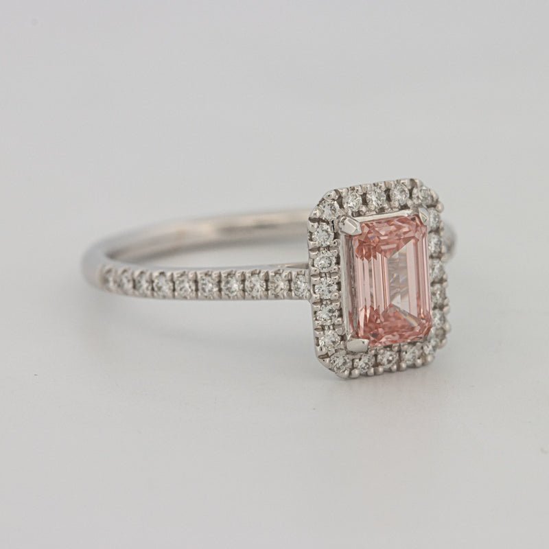 0.60 CT "Pink" Emerald Cut Halo Solitaire (LG) - ZIZOV DIAMONDS