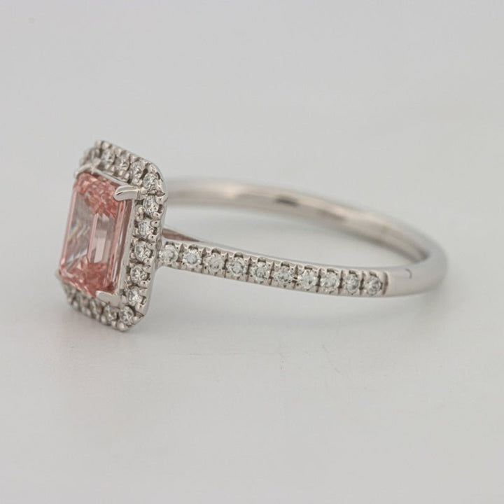0.60 CT "Pink" Emerald Cut Halo Solitaire (LG) - ZIZOV DIAMONDS