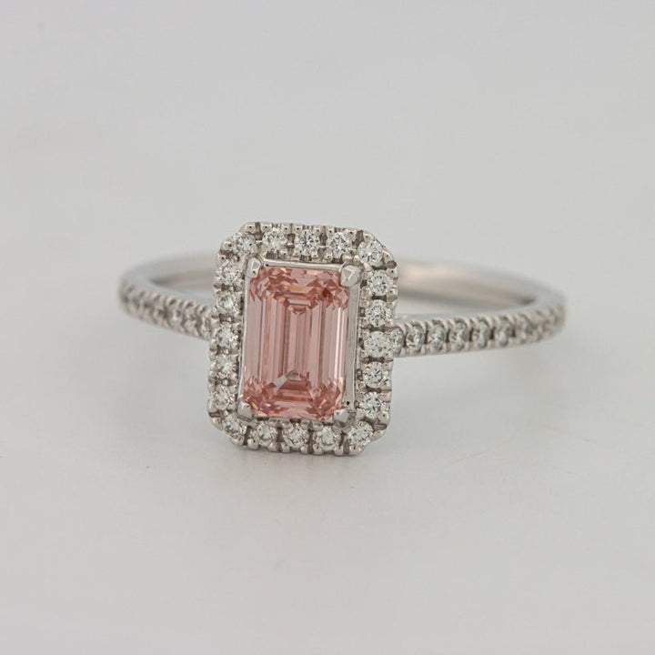 0.60 CT "Pink" Emerald Cut Halo Solitaire (LG) - ZIZOV DIAMONDS