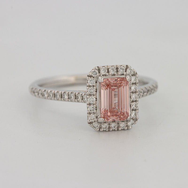 0.60 CT "Pink" Emerald Cut Halo Solitaire (LG) - ZIZOV DIAMONDS