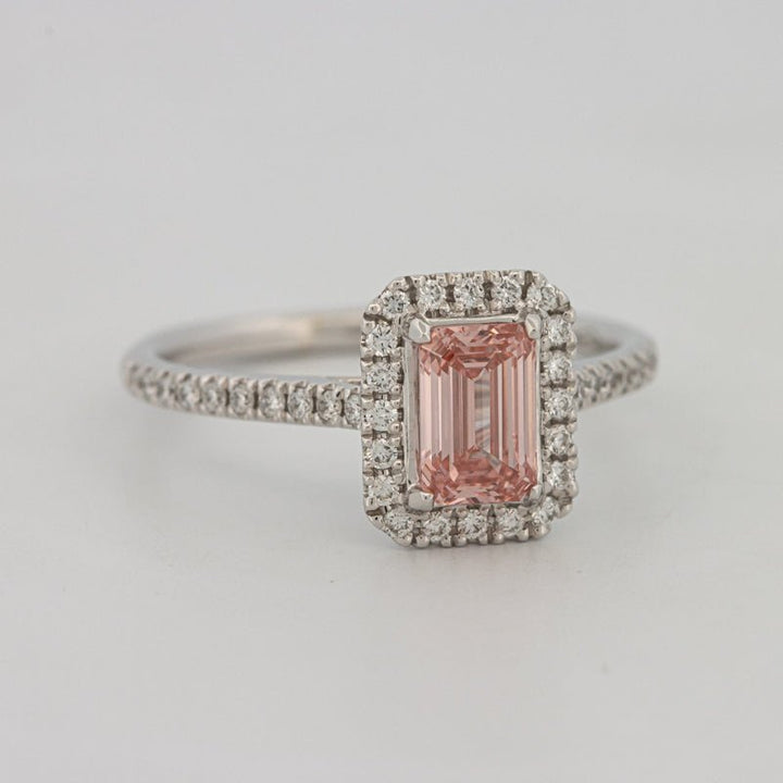 0.60 CT "Pink" Emerald Cut Halo Solitaire (LG) - ZIZOV DIAMONDS