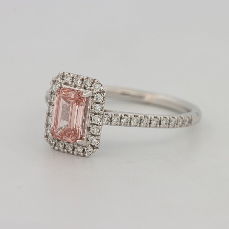 0.60 CT "Pink" Emerald Cut Halo Solitaire (LG) - ZIZOV DIAMONDS