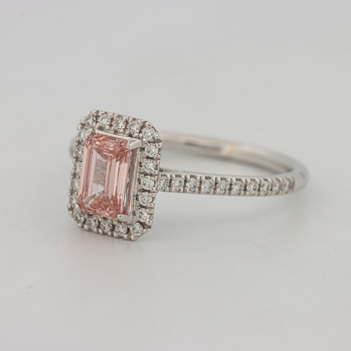 0.60 CT "Pink" Emerald Cut Halo Solitaire (LG) - ZIZOV DIAMONDS