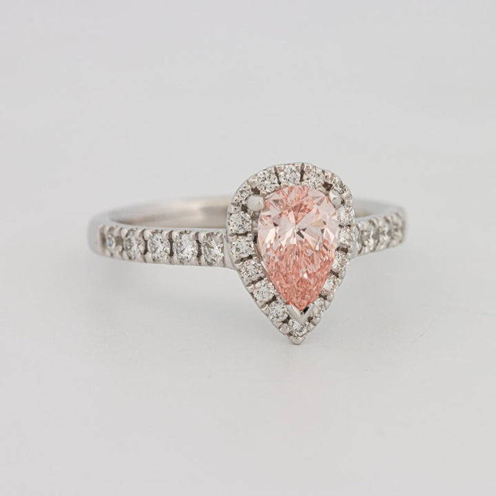 0.60 CT "Pink" Pear - shape Halo Solitaire (LG) - ZIZOV DIAMONDS