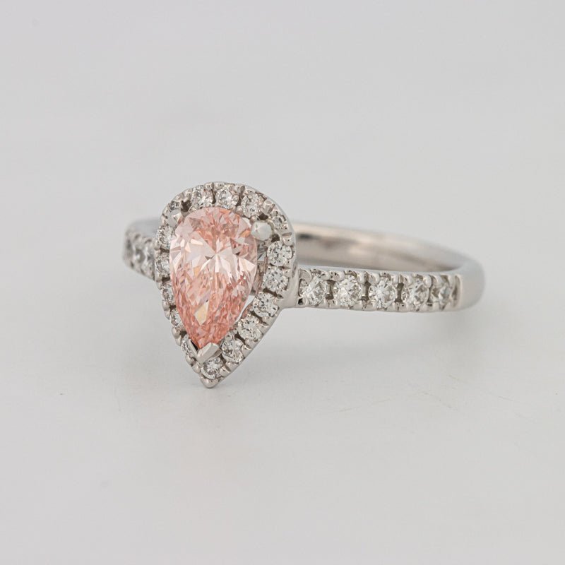 0.60 CT "Pink" Pear - shape Halo Solitaire (LG) - ZIZOV DIAMONDS