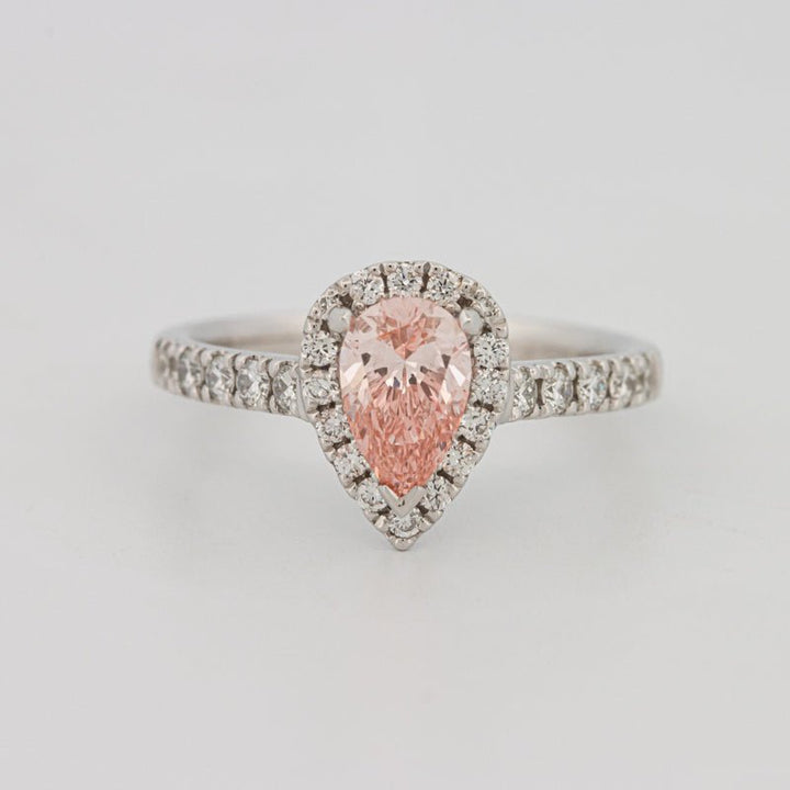 0.60 CT "Pink" Pear - shape Halo Solitaire (LG) - ZIZOV DIAMONDS