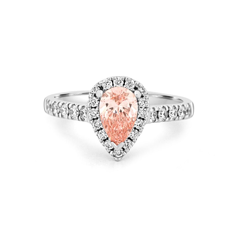 0.60 CT "Pink" Pear - shape Halo Solitaire (LG) - ZIZOV DIAMONDS