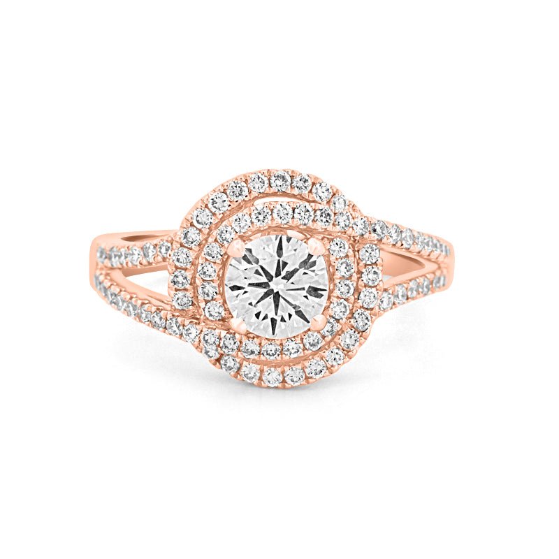 0.70 CT Round Cut Double Halo Pavé Solitaire (LG) - ZIZOV DIAMONDS