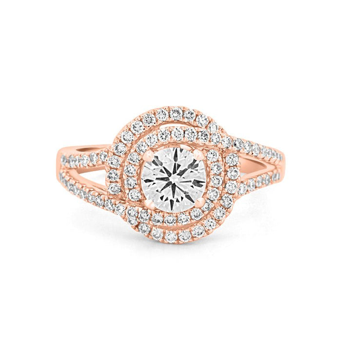 0.70 CT Round Cut Double Halo Pavé Solitaire (LG) - ZIZOV DIAMONDS