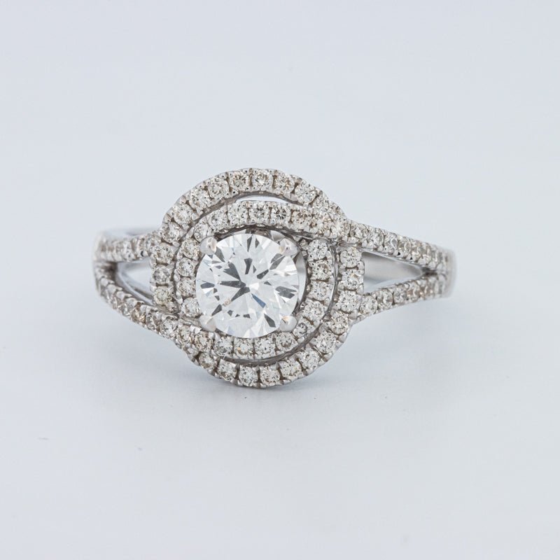 0,70 CT Ronde Slijpvorm Dubbele Halo Pavé Solitaire (LG)
