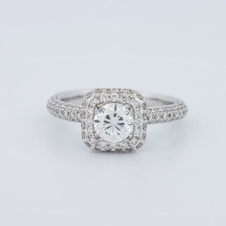 0.70 CT Round Cut Square Halo Pavé Solitaire (LG) - ZIZOV DIAMONDS