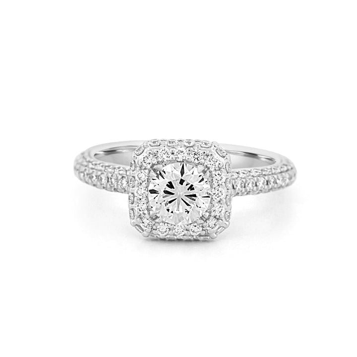 0.70 CT Round Cut Square Halo Pavé Solitaire (LG) - ZIZOV DIAMONDS