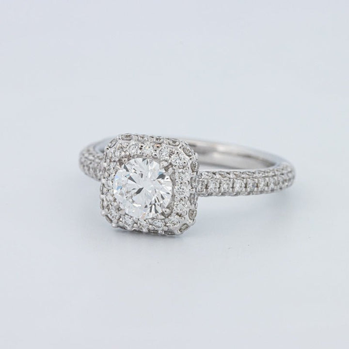 0.70 CT Round Cut Square Halo Pavé Solitaire (LG) - ZIZOV DIAMONDS