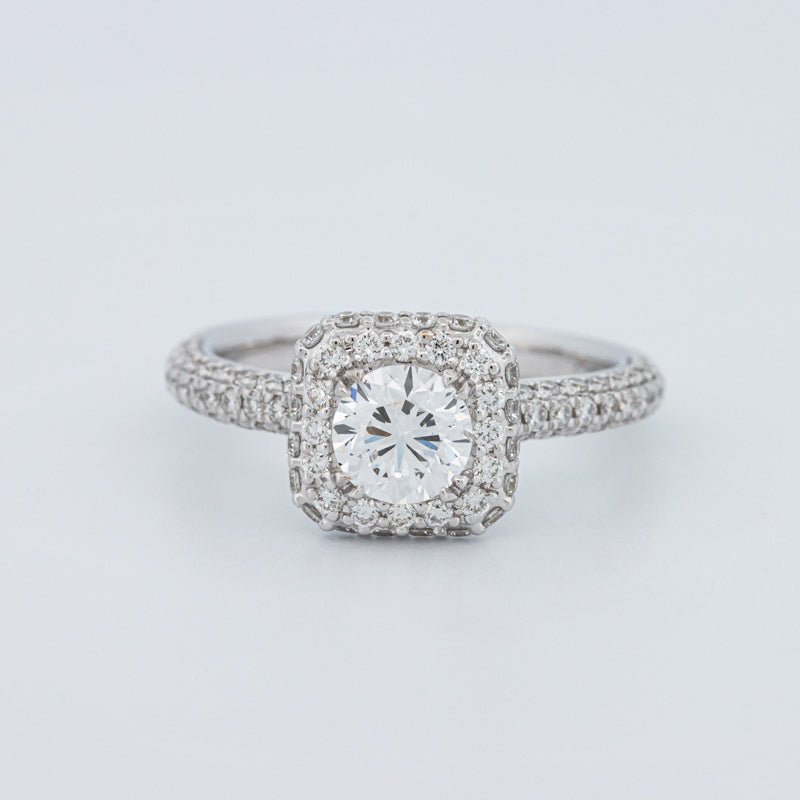 0.70 CT Round Cut Square Halo Pavé Solitaire (LG)