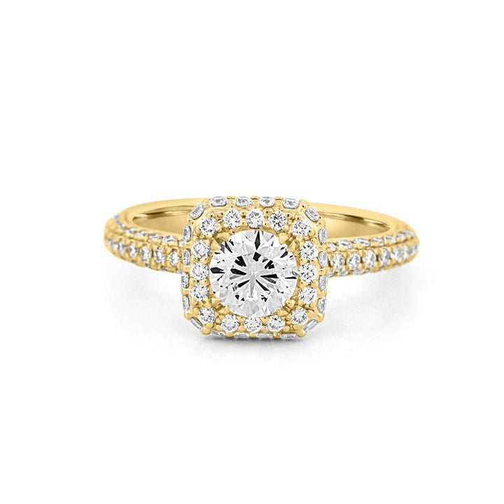 0.70 CT Round Cut Square Halo Pavé Solitaire (LG) - ZIZOV DIAMONDS