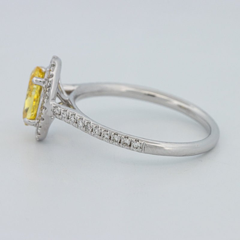 1 CT Fancy Yellow Oval Halo Pavé Solitaire (LG) - ZIZOV DIAMONDS