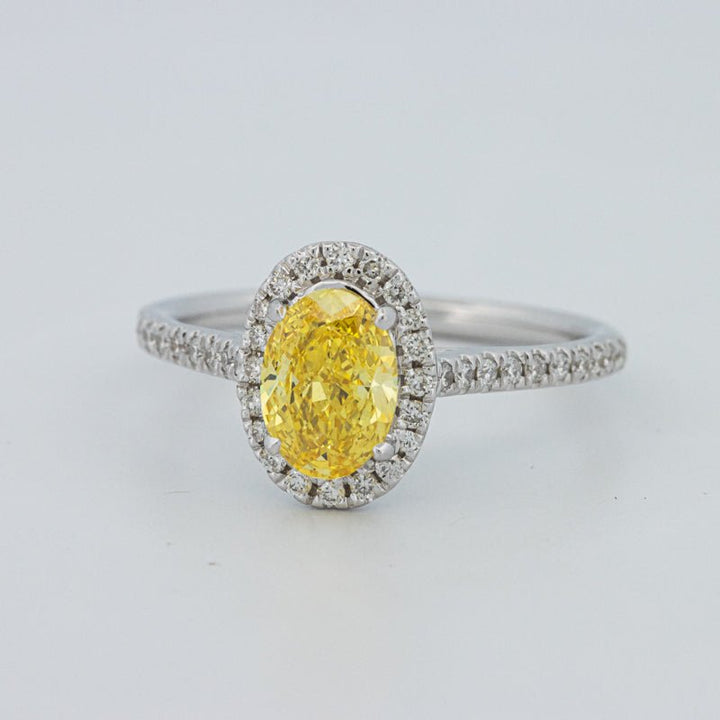 1 CT Fancy Yellow Oval Halo Pavé Solitaire (LG) - ZIZOV DIAMONDS