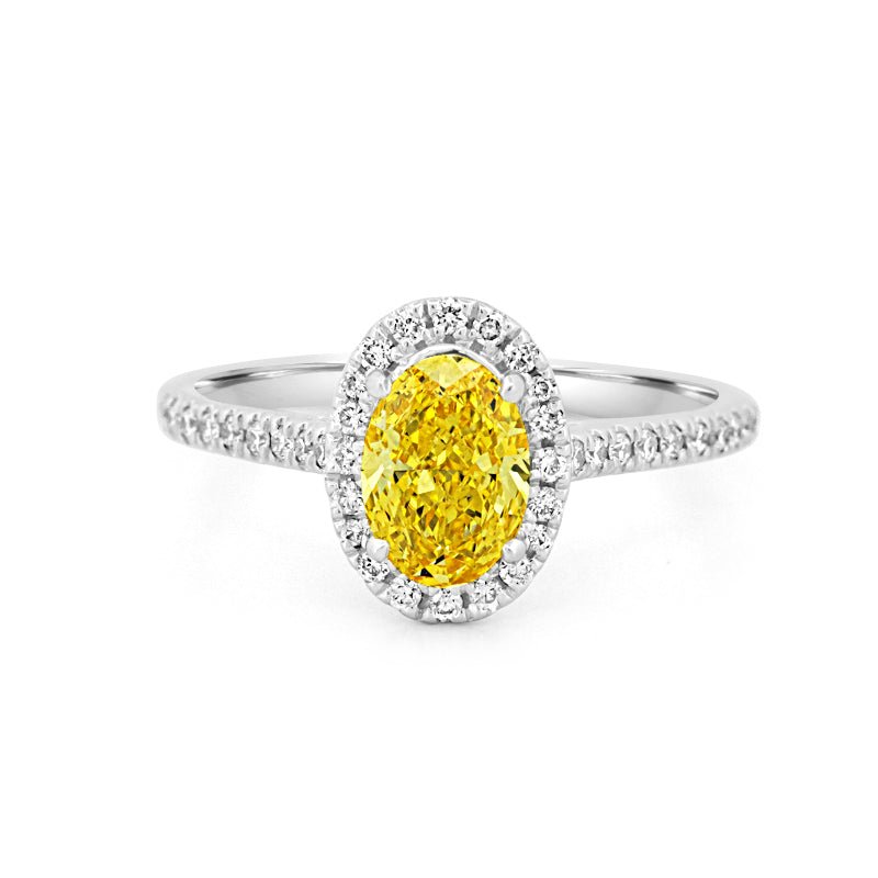 1 CT Fancy Yellow Oval Halo Pavé Solitaire (LG) - ZIZOV DIAMONDS