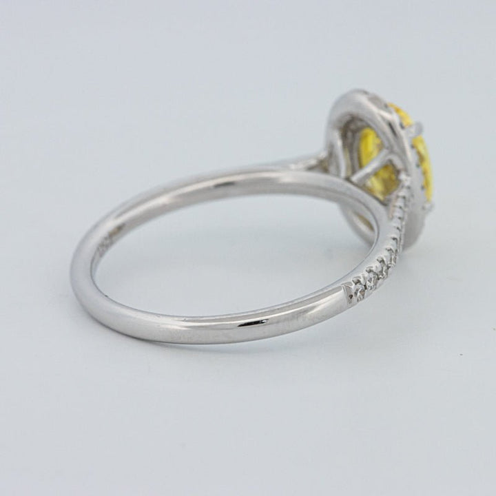 1 CT Fancy Yellow Oval Halo Pavé Solitaire (LG) - ZIZOV DIAMONDS