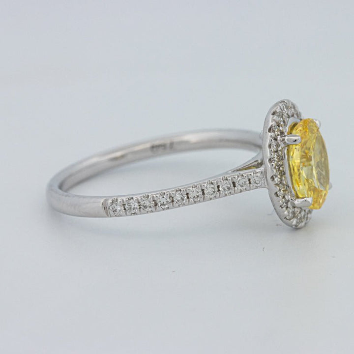 1 CT Fancy Yellow Oval Halo Pavé Solitaire (LG) - ZIZOV DIAMONDS