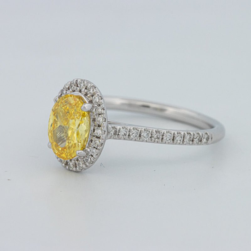 1 CT Fancy Yellow Oval Halo Pavé Solitaire (LG) - ZIZOV DIAMONDS