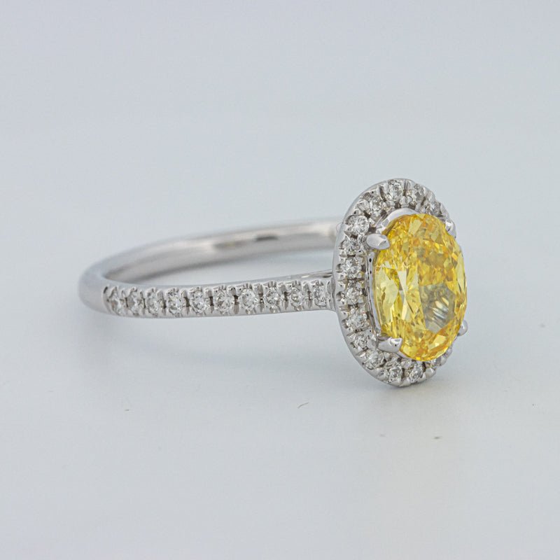 1 CT Fancy Yellow Oval Halo Pavé Solitaire (LG) - ZIZOV DIAMONDS