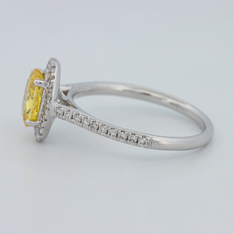 1 CT Fancy Yellow Oval Halo Pavé Solitaire (LG) - ZIZOV DIAMONDS