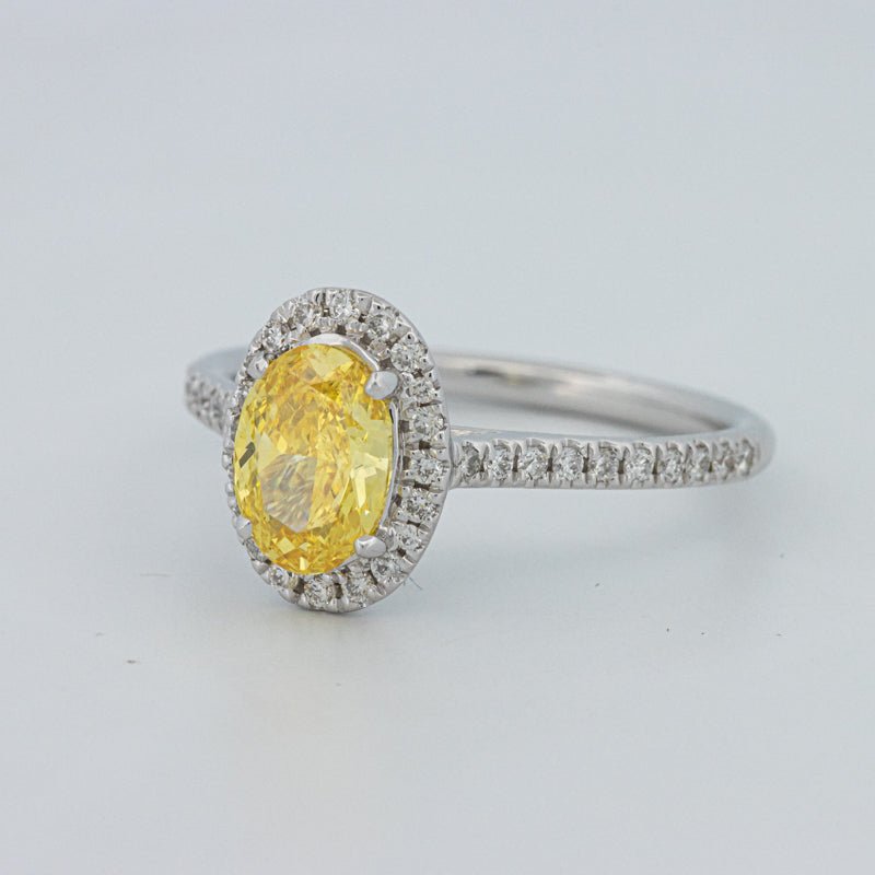 1 CT Fancy Yellow Oval Halo Pavé Solitaire (LG) - ZIZOV DIAMONDS