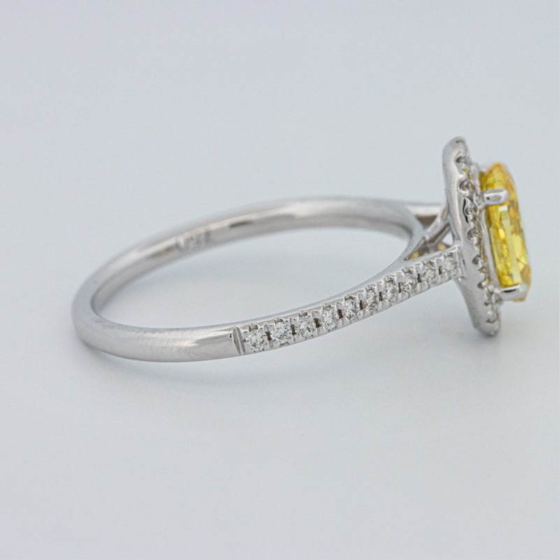1 CT Fancy Yellow Oval Halo Pavé Solitaire (LG) - ZIZOV DIAMONDS