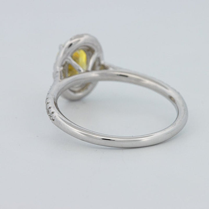 1 CT Fancy Yellow Oval Halo Pavé Solitaire (LG) - ZIZOV DIAMONDS