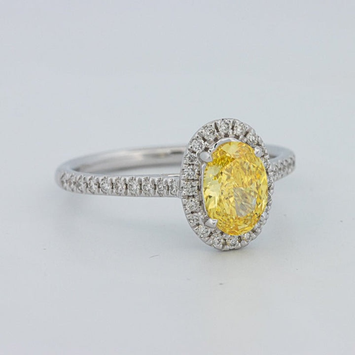 1 CT Fancy Yellow Oval Halo Pavé Solitaire (LG) - ZIZOV DIAMONDS