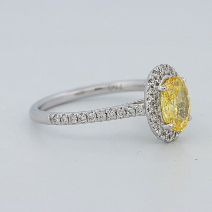 1 CT Fancy Yellow Oval Halo Pavé Solitaire (LG) - ZIZOV DIAMONDS