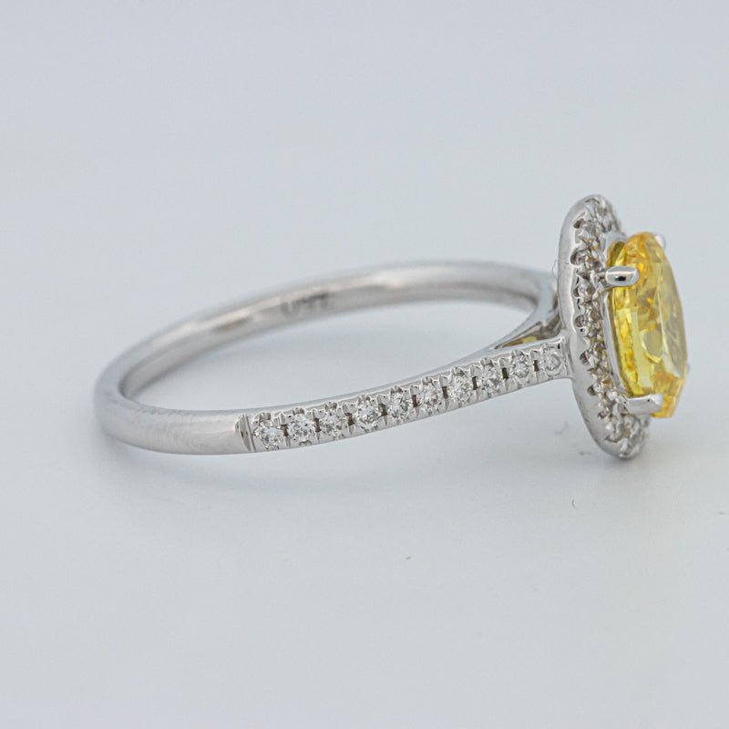 1 CT Fancy Yellow Oval Halo Pavé Solitaire (LG) - ZIZOV DIAMONDS