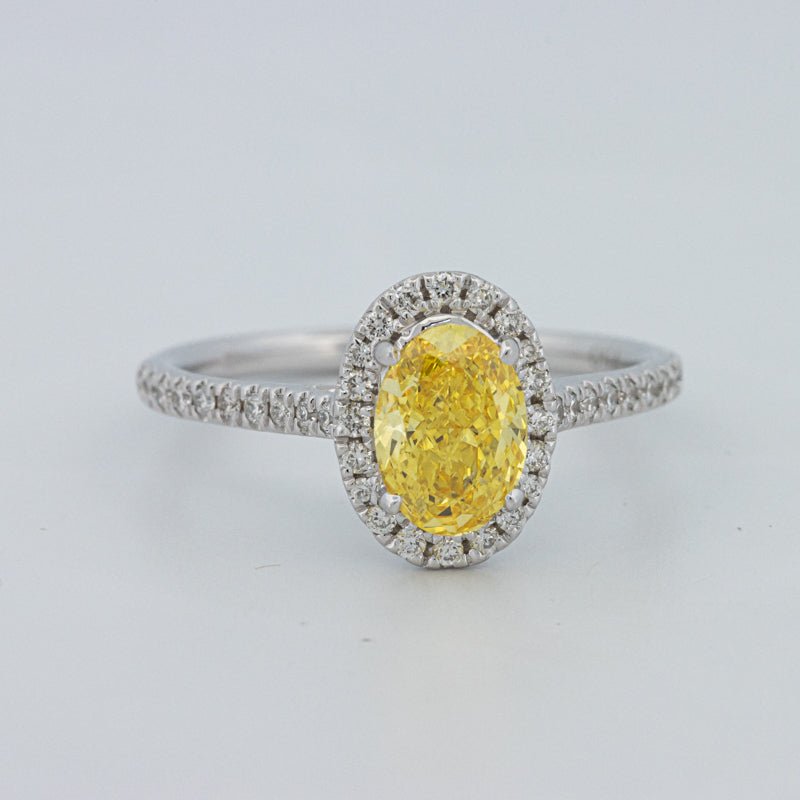 1 CT Fancy Yellow Oval Halo Pavé Solitaire (LG) - ZIZOV DIAMONDS